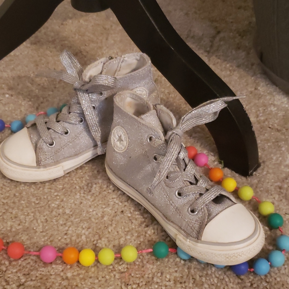 Glitter Silver Converse Toddler Sz 9
